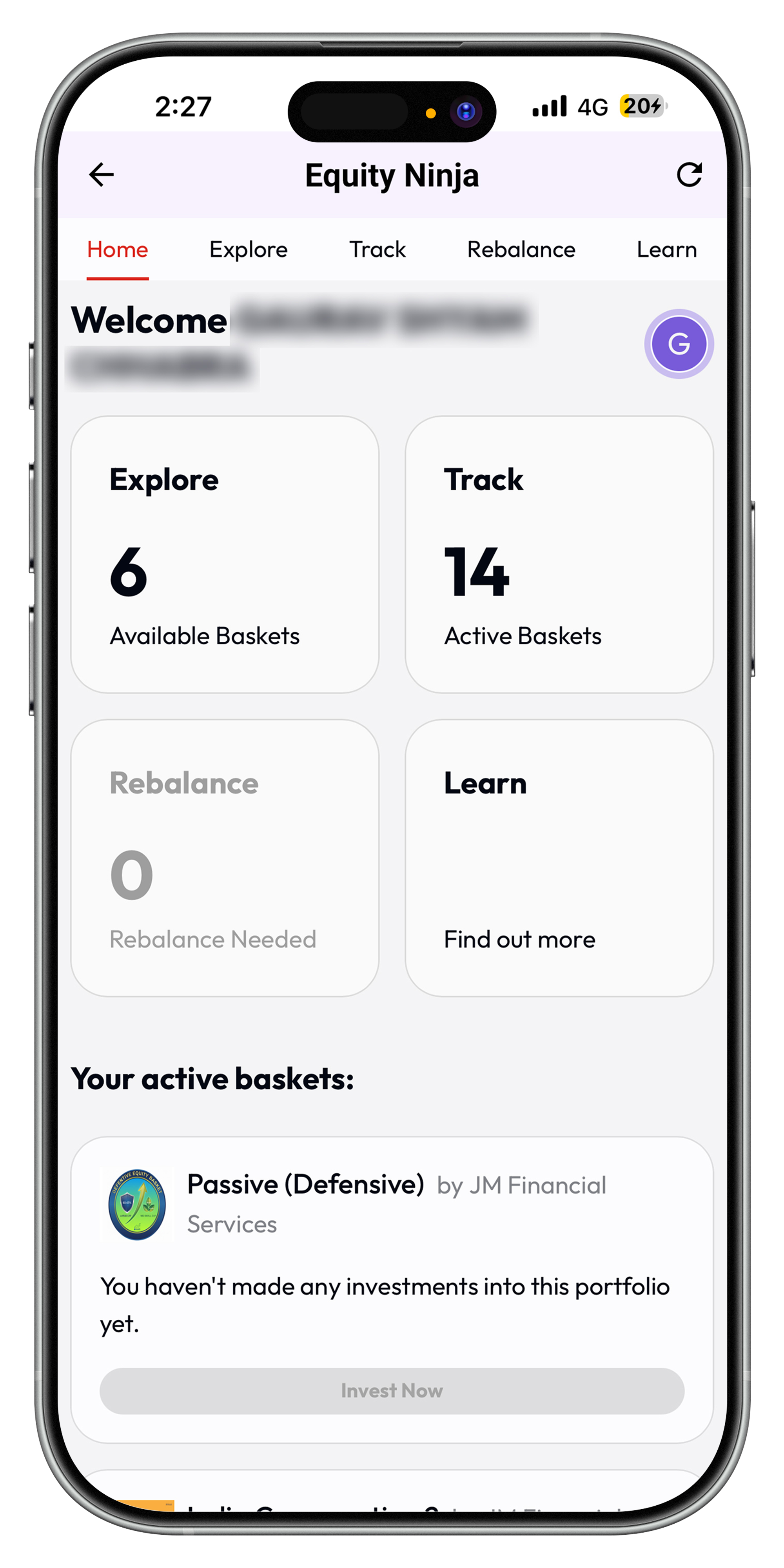 Equity Ninja screen